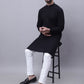 Even Apparels Black Pure Cotton Kurta With Band Collar | Swadesiicart