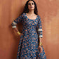trueBrowns Blue Print Flared Anarakali Kurta Set | Swadesiicart