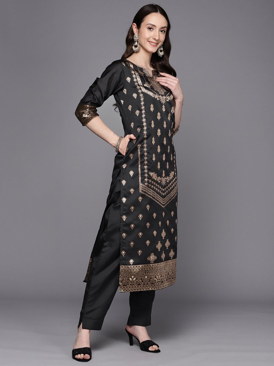 Ahalyaa Unstitched Black Dress Material | Swadesiicart