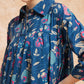 InWeave Women's Blue Pink Kalamkari Flared Dress - Swadesiicart