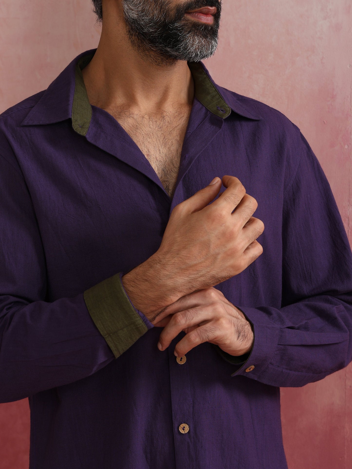 trueBrowns Men's Purple Cotton Shirt | Swadesiicart