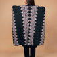 trueBrowns Black Woollen Pink Jacquard Kaftan Cape | Swadesiicart