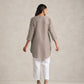 trueBrowns Light Grey Cotton Blend Short Kurta | Swadesiicart