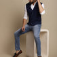 Even Apparels Men's Blue Waistcoat with Notched Lapel | Swadesiicart