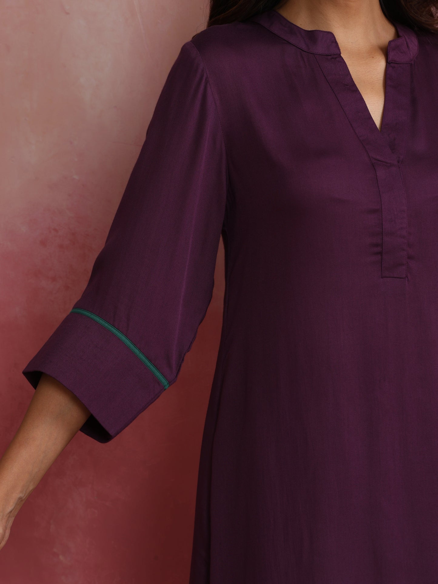 trueBrowns Purple Modal Kurta Co-ord Set - Swadesiicart