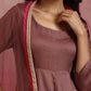 trueBrowns Brown Modal Anarkali Kurta Set | Swadesiicart