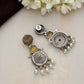 trueBrowns Silver Gold Tone Meenakari Pearl Drop Earrings - Swadesiicart