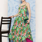 InWeave Women's Mint Green Leaf Japanese Art Strappy Set - Swadesiicart