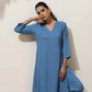 trueBrowns Blue Viscose Kurta Pant Set | Swadesiicart