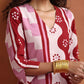 trueBrowns Pink Geometric Print Kurta Co-ord Set - Swadesiicart