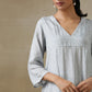 trueBrowns Grey Bandhani Printed Silk Yoke Kurta Pant Set | Swadesiicart