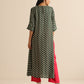 trueBrowns Dark Green Lehariya Printed Silk Kurta Pant Set | Swadesiicart