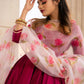 Pomcha Jaipur Magenta Lilly Anarkali Set | Swadesiicart
