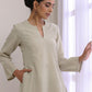 trueBrowns Light Grey Slub Co-Ord Set - Swadesiicart