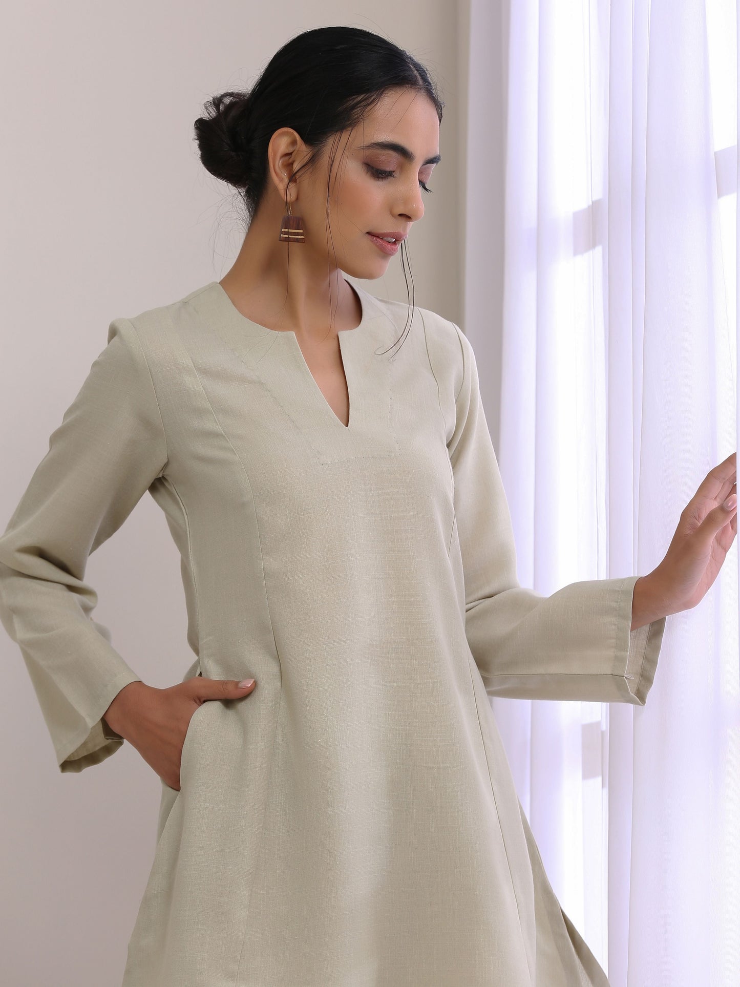 trueBrowns Light Grey Slub Co-Ord Set - Swadesiicart