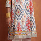 trueBrowns Off White Ikat Print Anarkali Kurta Co-ord Set - Swadesiicart