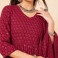 InWeave Women's Maroon Chikankari Long Anarkali Kurta Palazzo Set W Dupatta - Swadesiicart
