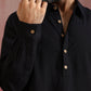 trueBrowns Men's Black Cotton Shirt Collar Stylized Kurta Co-ord set - Swadesiicart