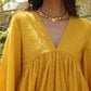 trueBrowns Mustard Cotton Embroidered Flared Kurta Set | Swadesiicart