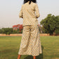 trueBrowns Light Sage Cotton Block Print Lapel Shirt Co-Ord Set - Swadesiicart