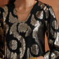 trueBrowns Black Metallic High Slit Kurta Set | Swadesiicart