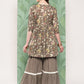 InWeave Women's Olive Shade Tropical Sharara Set - Swadesiicart