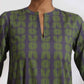 trueBrowns Grey Cotton Print Highlow Kurta Set | Swadesiicart