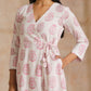 trueBrowns Pink Big Buta On White Print Cotton Angrakha Kurta Pant Set | Swadesiicart