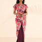 trueBrowns Maroon Muslin Ikat Ready to Wear Saree | Swadesiicart