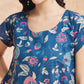 InWeave Women's Blue Pink Kalamkari A Line Dress - Swadesiicart