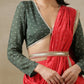 trueBrowns Red Bandhani Printed Silk Skirt Stitched Saree with Belt | Swadesiicart