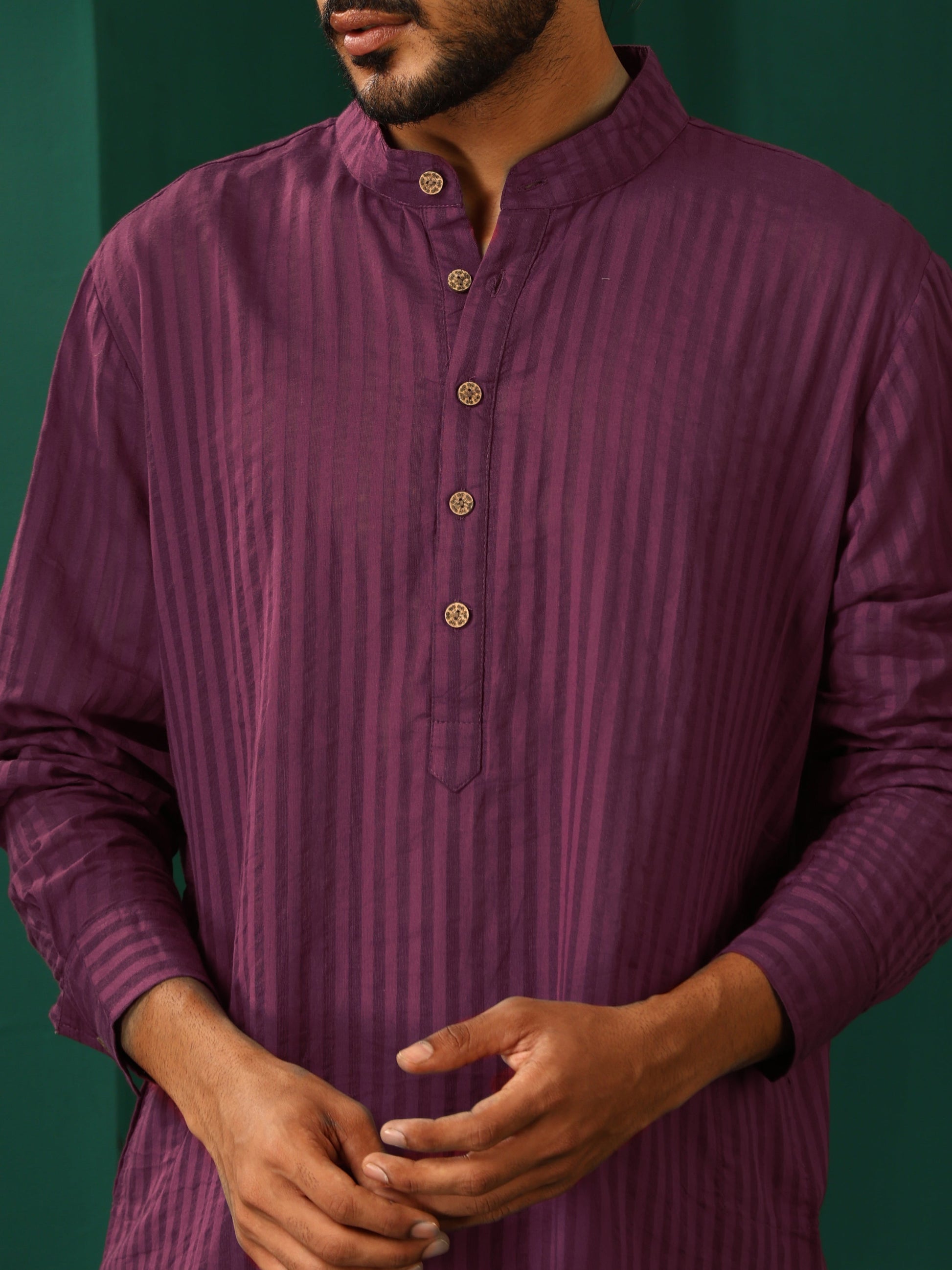 trueBrowns Men's Purple Dobby Co-ord Set - Swadesiicart