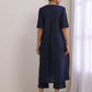 trueBrowns Blue Slub High Slit Kurta Pant Set | Swadesiicart
