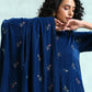 trueBrowns Blue Embroidered Velvet Shawl | Swadesiicart