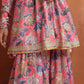 trueBrowns Orange Print Sharara Set | Swadesiicart