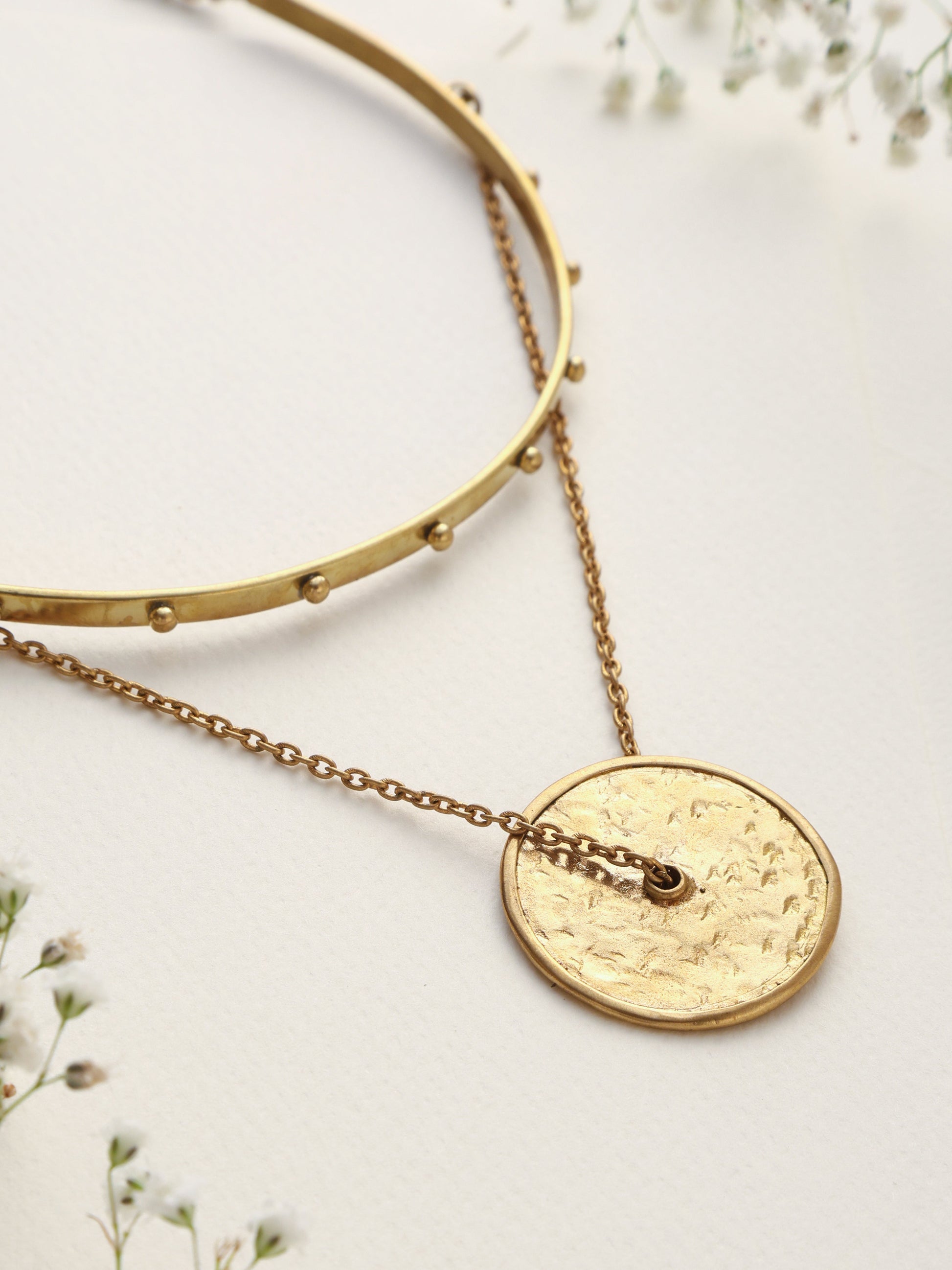 trueBrowns Brass Circular Layererd Necklace | Swadesiicart