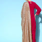 InWeave Women's Fuschia Velvet Kurta Set With Grey Gold Georgette Dupatta - Swadesiicart