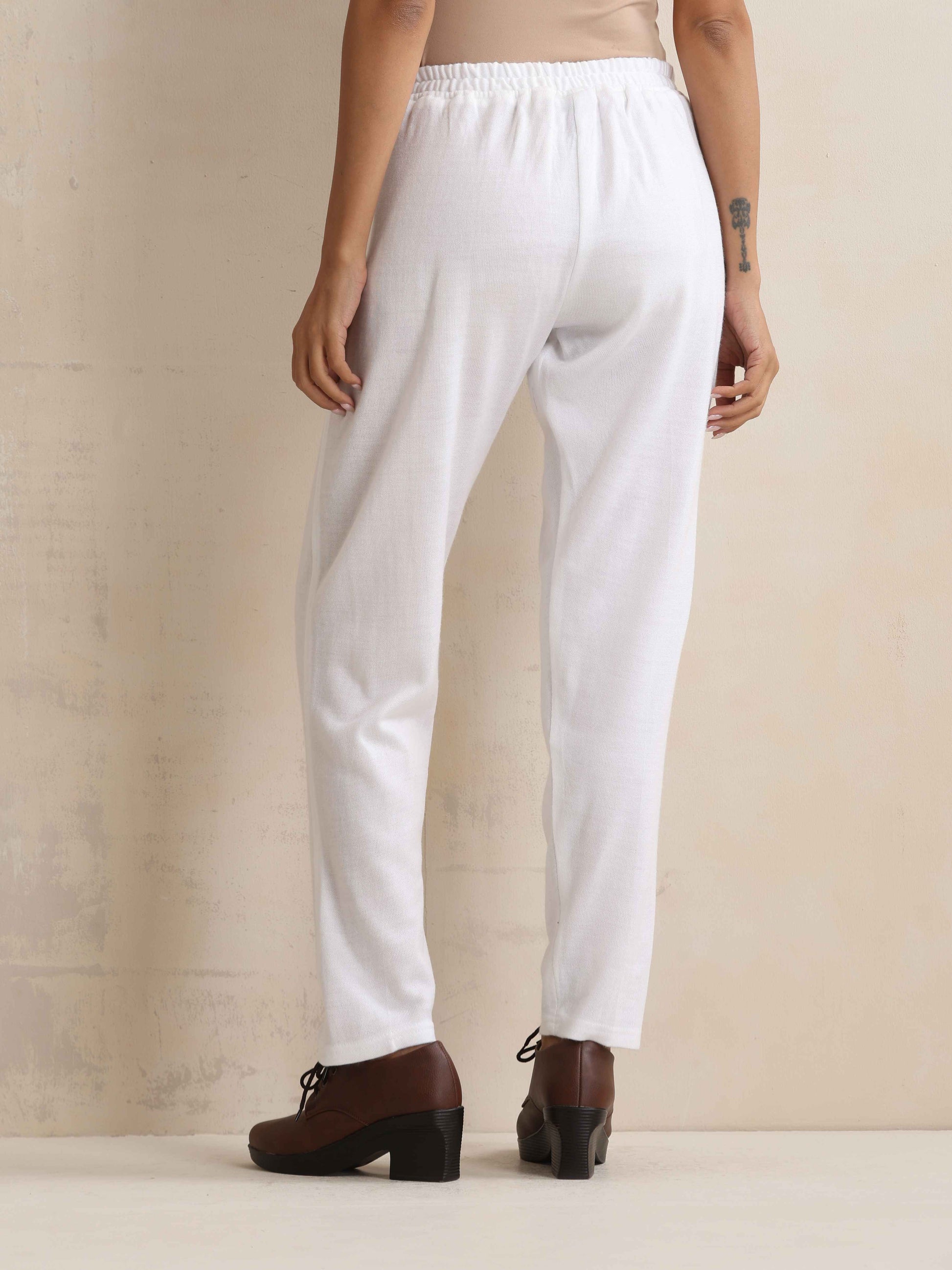 trueBrowns White Woollen Pants | Swadesiicart