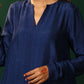 trueBrowns Blue Silk Flared Co-ord Set - Swadesiicart