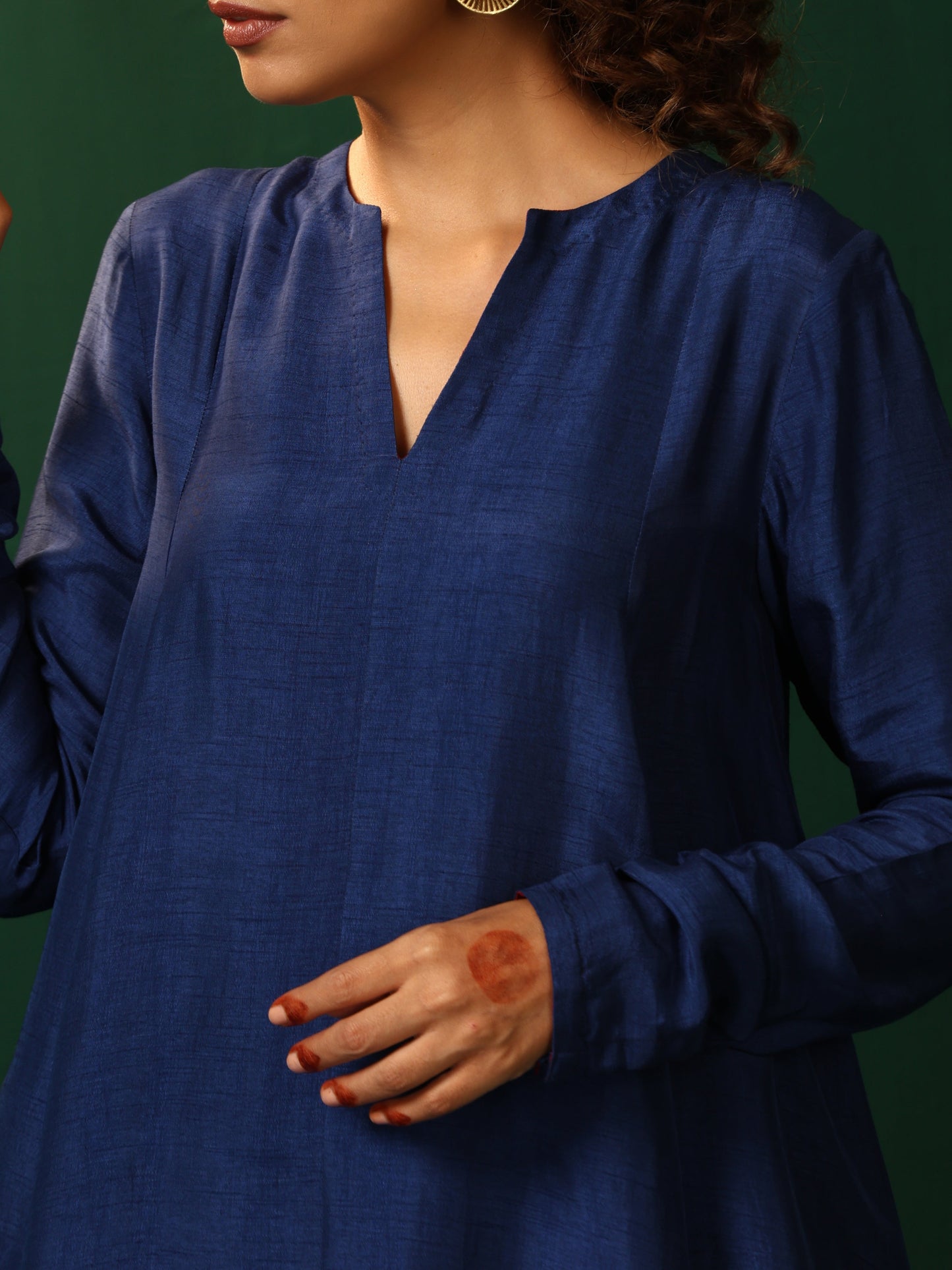 trueBrowns Blue Silk Flared Co-ord Set - Swadesiicart