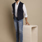 Even Apparels Men's Blue Waistcoat with Notched Lapel | Swadesiicart