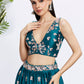 House of Panchhi Olive Pure Georgette Sequins And Thread Embroidery Lehenga Choli & Dupatta | Swadesiicart