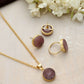 trueBrowns Gold Tone Pink Stone Pendant Set - Swadesiicart