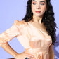 InWeave One Shoulder Satin Top In Peach Colour - Swadesiicart