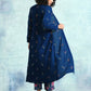 trueBrowns Blue Embroidered Velvet Overlay Jacket | Swadesiicart