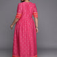 Ahalyaa Plus Size V-Neck Maxi Ethnic Dress | Swadesiicart
