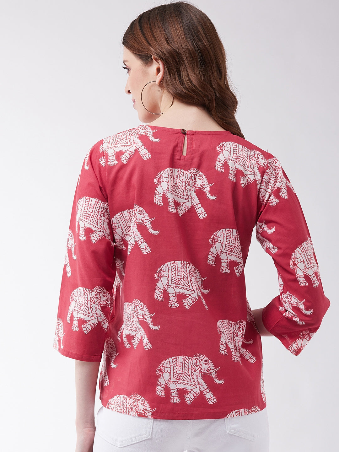 InWeave Red Elephant Top - Swadesiicart