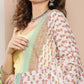 InWeave Women's Light Yellow Ray Strappy Set With Aqua Printed Border Dupatta - Swadesiicart