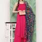 InWeave Women's Fuchsia Strappy Set W Navy Pink Or Dupatta - Swadesiicart