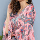 InWeave Women's Pink Floral Blue Bell Sleeve Dress - Swadesiicart